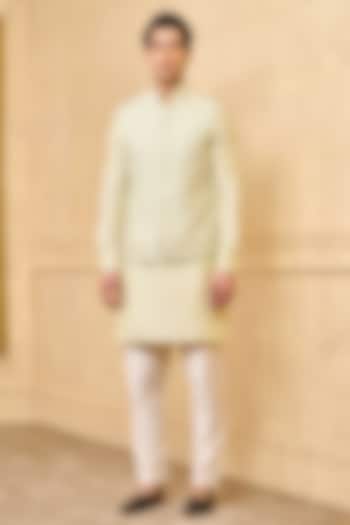 Light Green Schiffli Bundi Jacket Set by TASVA at Pernia's Pop Up Shop