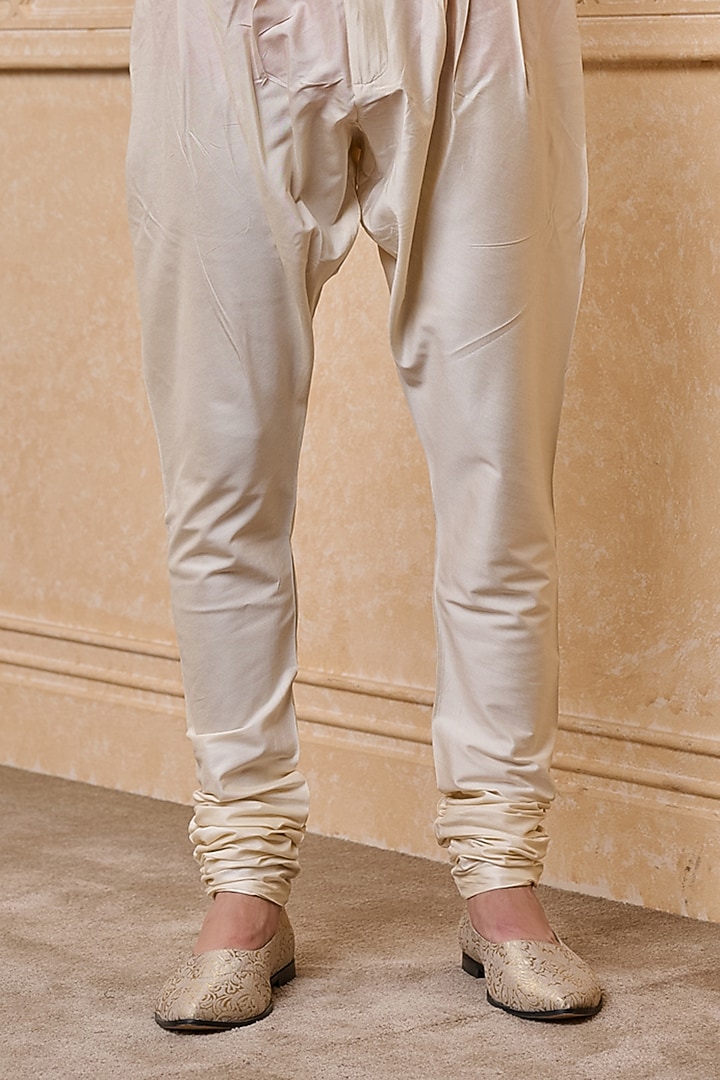Ivory Viscose & Polyester Layered Groom Sherwani Set by TASVA at Pernia's Pop Up Shop