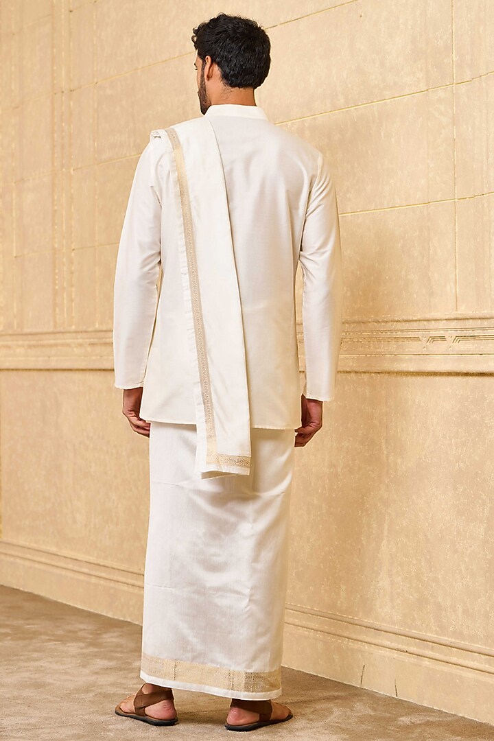 Ivory Viscose Blend Unstitched Dhoti by TASVA at Pernia's Pop Up Shop