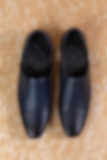 Navy Blue Leather Mojris by TASVA at Pernia's Pop Up Shop