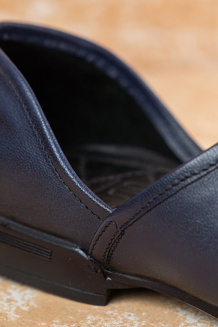 Navy Blue Leather Mojris by TASVA at Pernia's Pop Up Shop