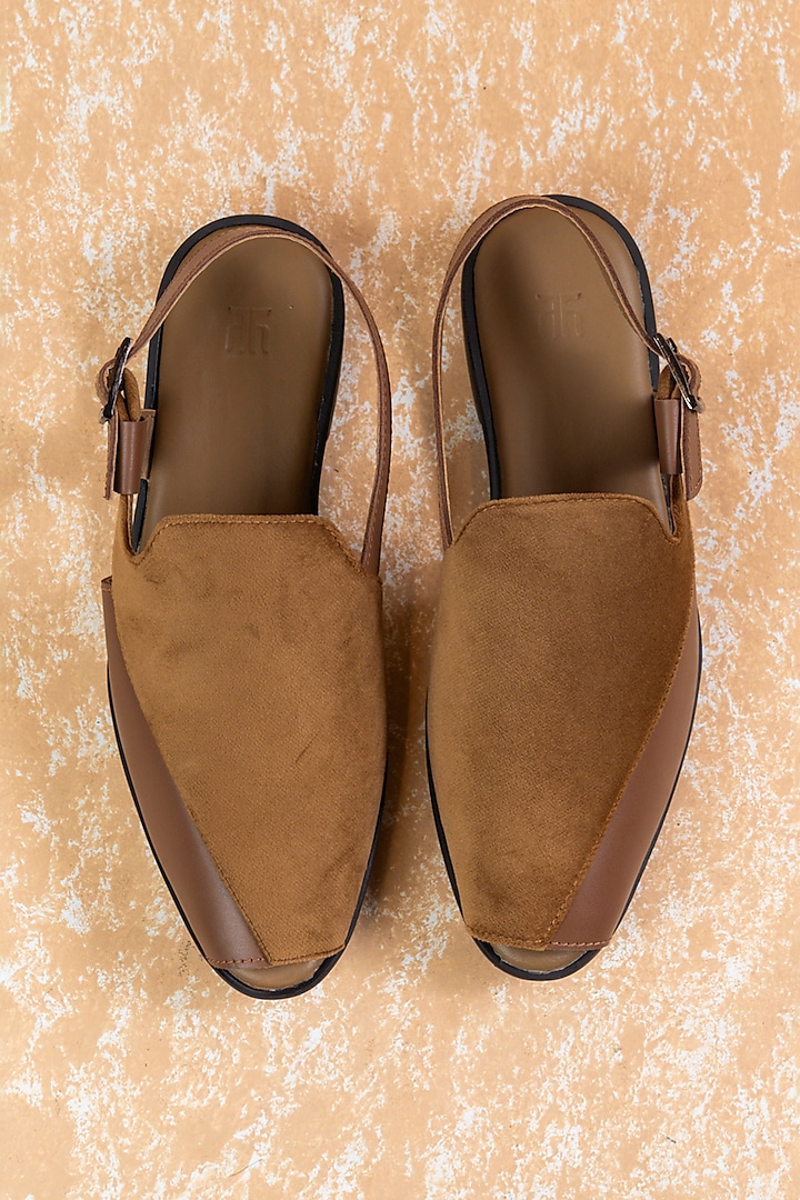 Tan Leather Slingback Loafers by TASVA