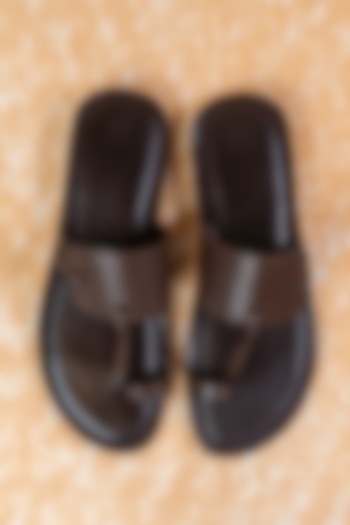 Chocolate Burnish Leather Sandals by TASVA