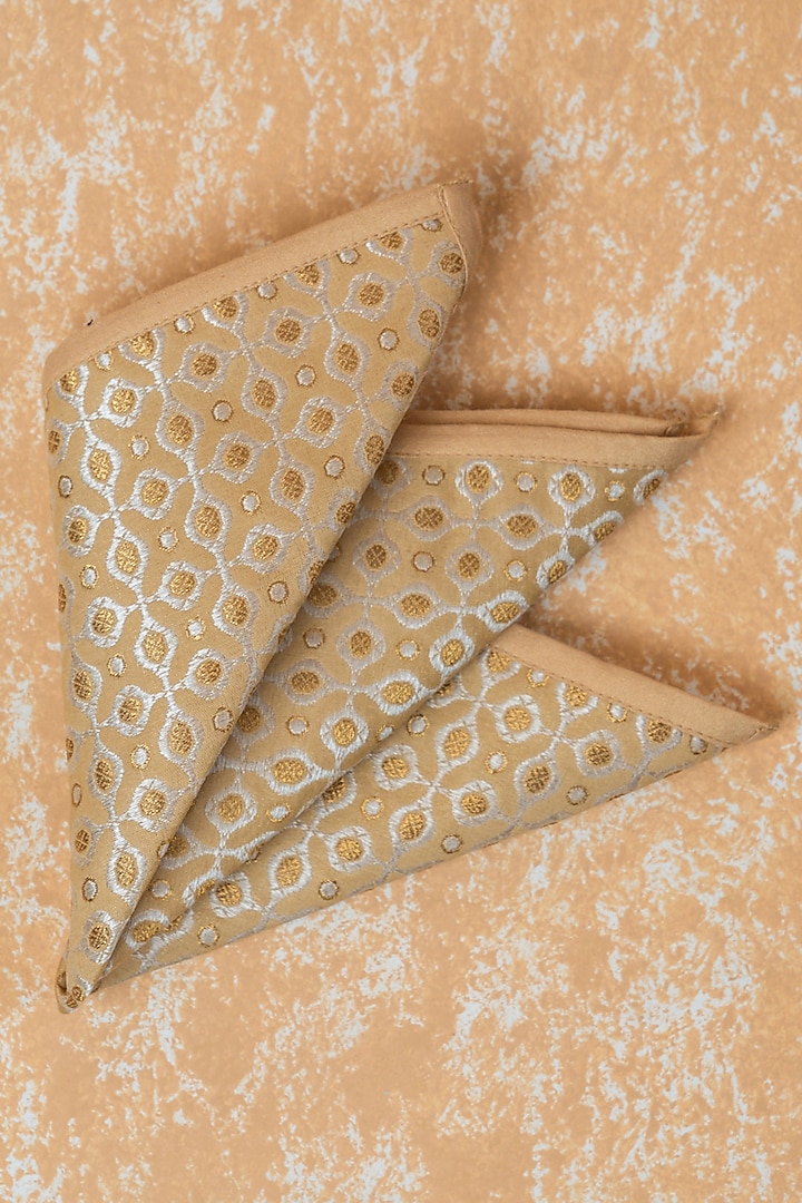 Gold Brocade Pocket Square by TASVA at Pernia's Pop Up Shop