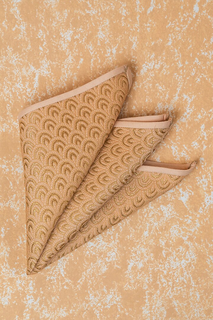 Peach Brocade Pocket Square by TASVA at Pernia's Pop Up Shop