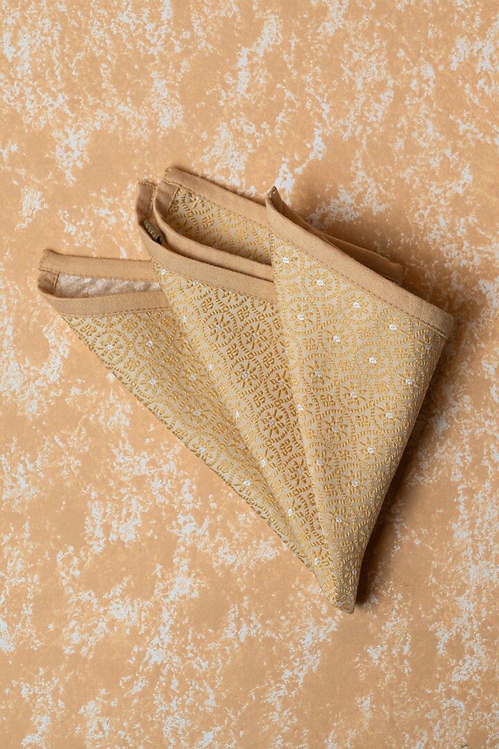 Gold Brocade Pocket Square by TASVA at Pernia's Pop Up Shop