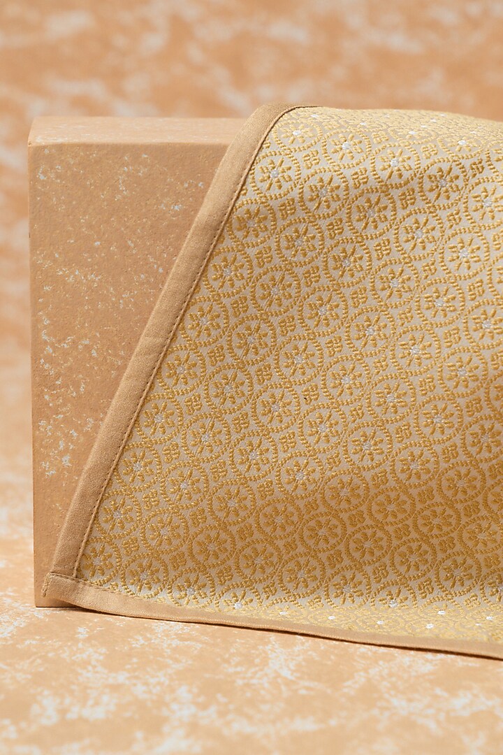 Gold Brocade Pocket Square by TASVA at Pernia's Pop Up Shop