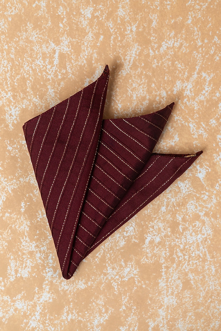 Wine Viscose Blend Pocket Square by TASVA at Pernia's Pop Up Shop