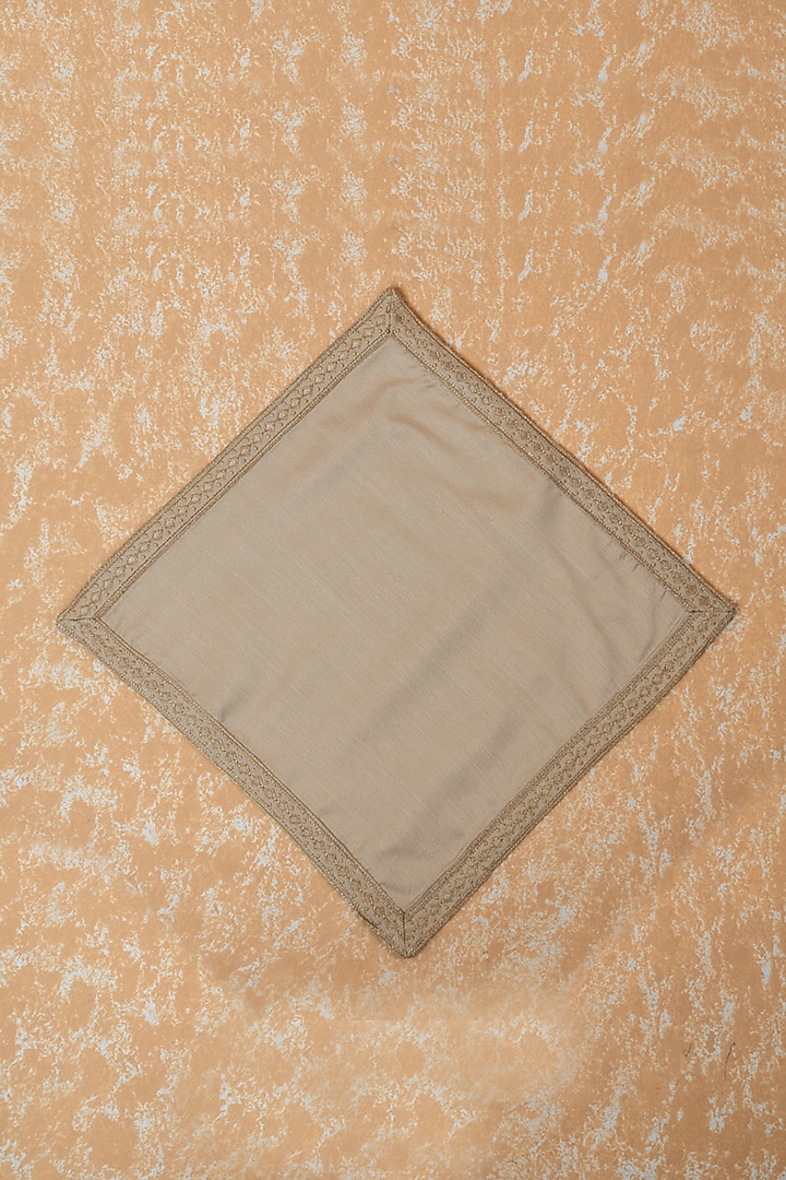 Gold Viscose Blend Embroidered Pocket Square by TASVA at Pernia's Pop Up Shop