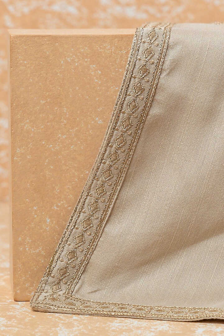Gold Viscose Blend Embroidered Pocket Square by TASVA at Pernia's Pop Up Shop