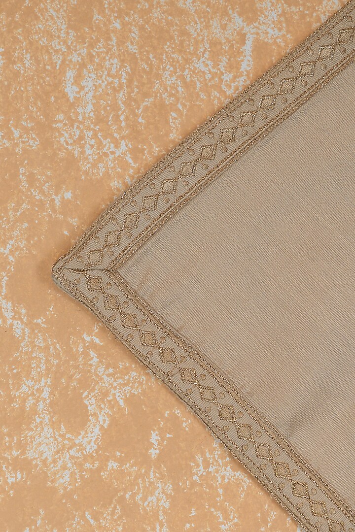 Gold Viscose Blend Embroidered Pocket Square by TASVA at Pernia's Pop Up Shop