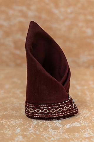 Wine Viscose Blend Pocket Square by TASVA