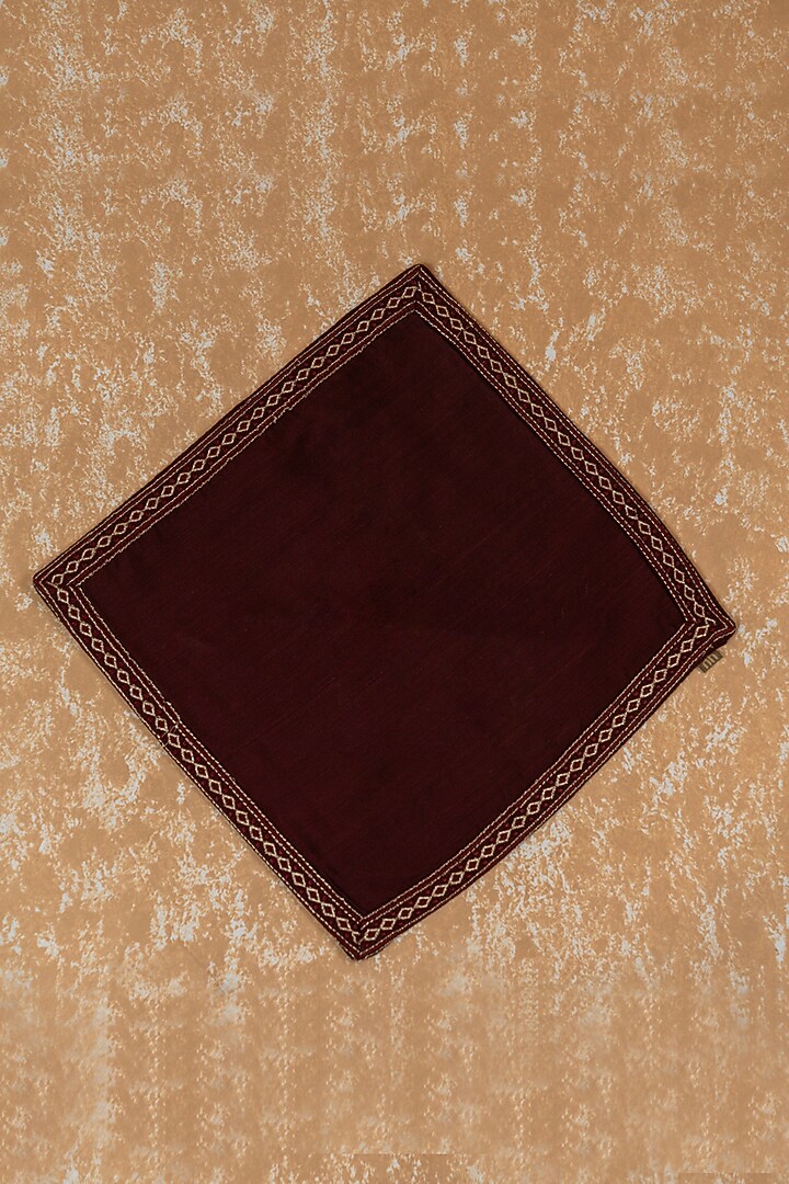 Wine Viscose Blend Pocket Square by TASVA at Pernia's Pop Up Shop