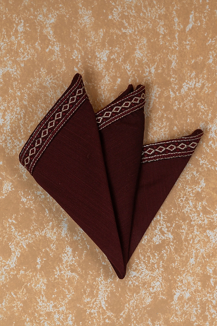 Wine Viscose Blend Pocket Square by TASVA at Pernia's Pop Up Shop