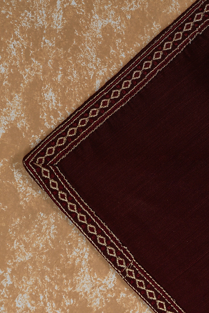 Wine Viscose Blend Pocket Square by TASVA at Pernia's Pop Up Shop