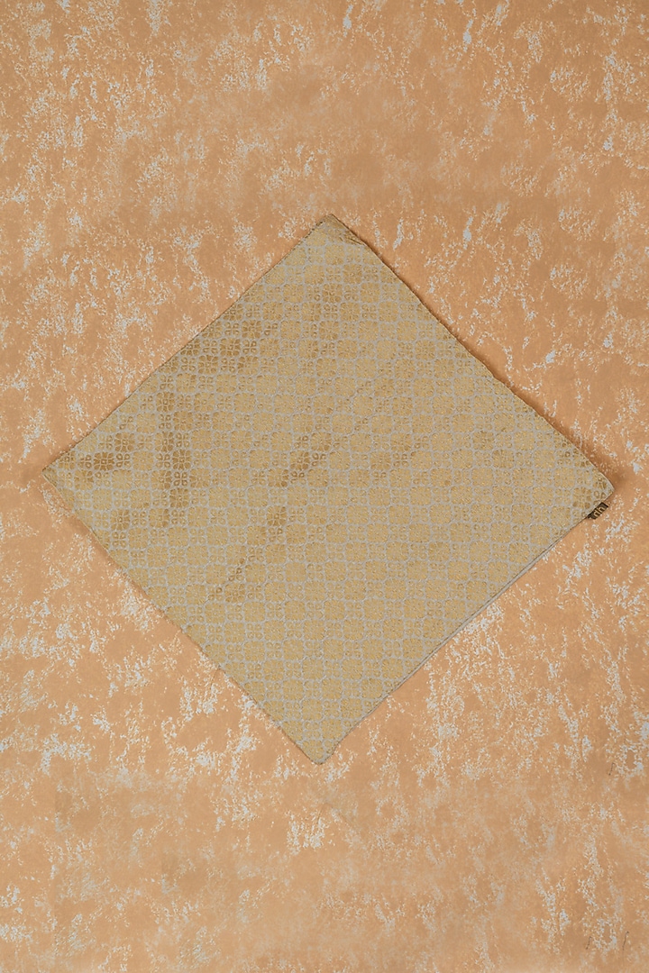 Gold Woven Zari Jacquard Pocket Square by TASVA at Pernia's Pop Up Shop