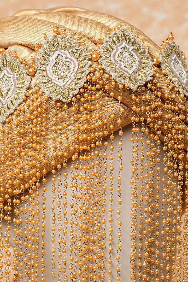 Gold Tissue Embroidered Sehra by TASVA at Pernia's Pop Up Shop