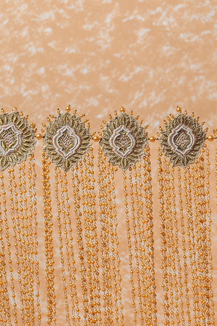 Gold Tissue Embroidered Sehra by TASVA at Pernia's Pop Up Shop