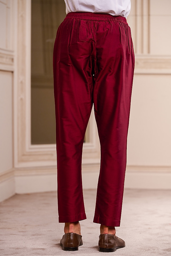 Maroon Viscose Blend Aligarhi Pants by TASVA at Pernia's Pop Up Shop