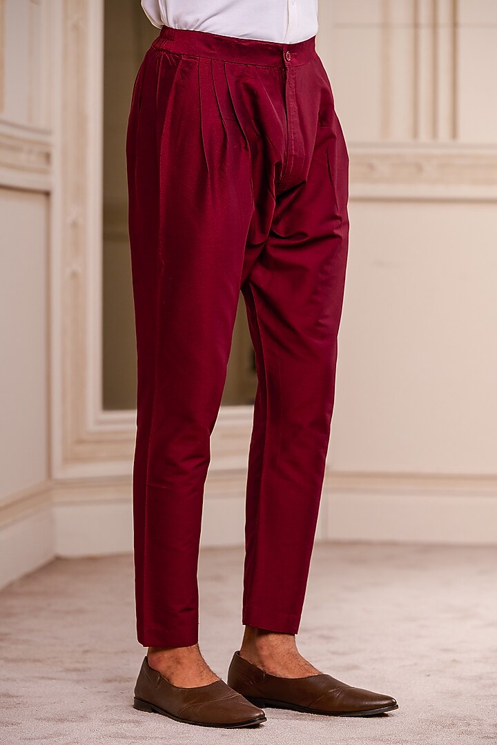Maroon Viscose Blend Aligarhi Pants by TASVA at Pernia's Pop Up Shop