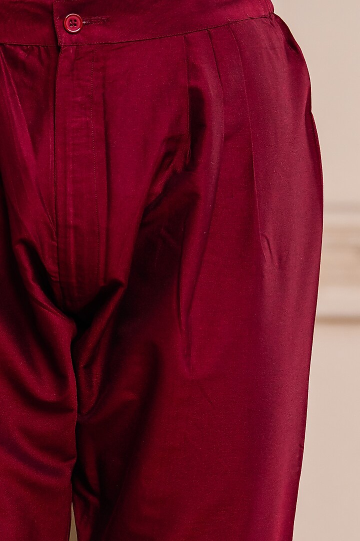 Maroon Viscose Blend Aligarhi Pants by TASVA at Pernia's Pop Up Shop