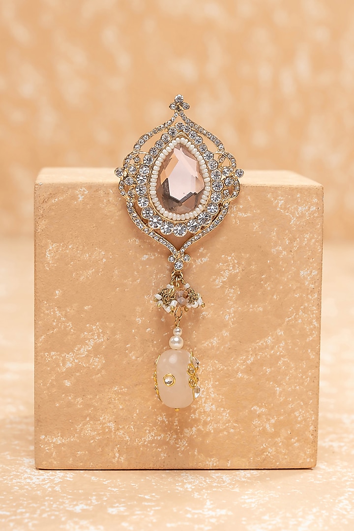 Peach Crystal & Gemstone Brooch by TASVA