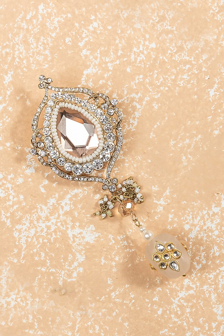 Peach Crystal & Gemstone Brooch by TASVA at Pernia's Pop Up Shop
