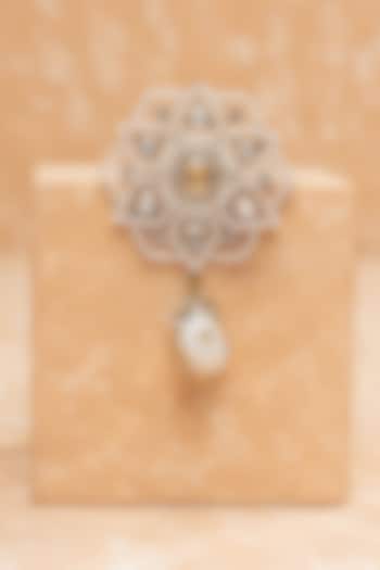 Ivory Pearl & Crystal Floral Brooch by TASVA