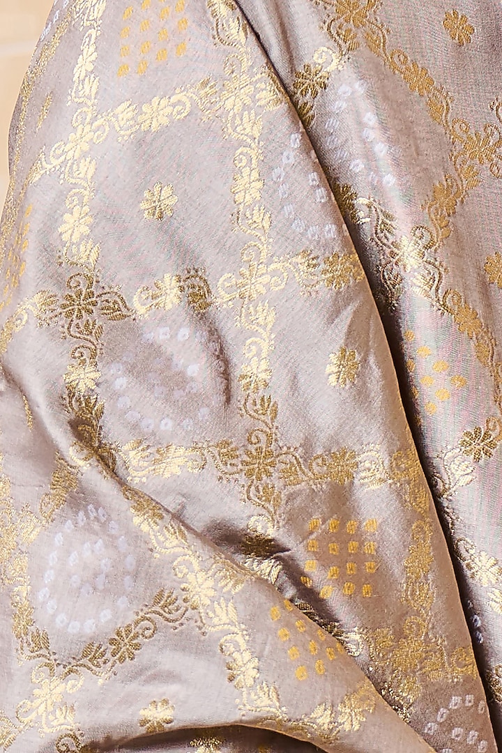 Medium Grey Zari Jacquard Woven Stole by TASVA at Pernia's Pop Up Shop