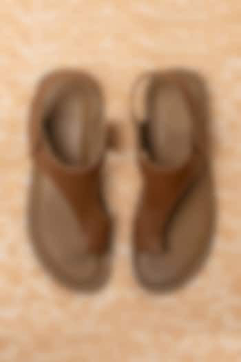 Tan Burnish Leather Sandals by TASVA
