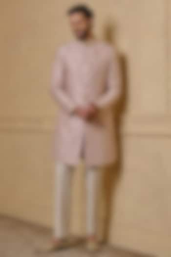 Pink Silk Resham Embroidered Achkan Jacket Set by TASVA at Pernia's Pop Up Shop