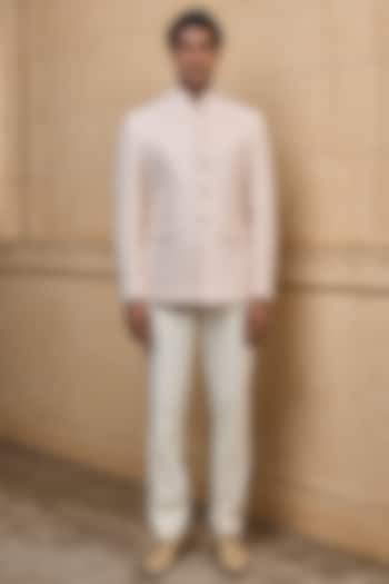 Pink Georgette Bandhgala Set by TASVA at Pernia's Pop Up Shop