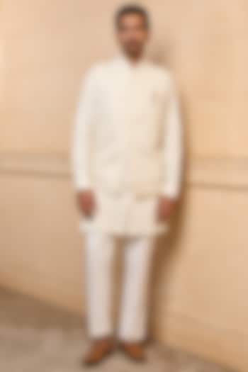 Ivory Georgette Bundi Jacket Set by TASVA at Pernia's Pop Up Shop