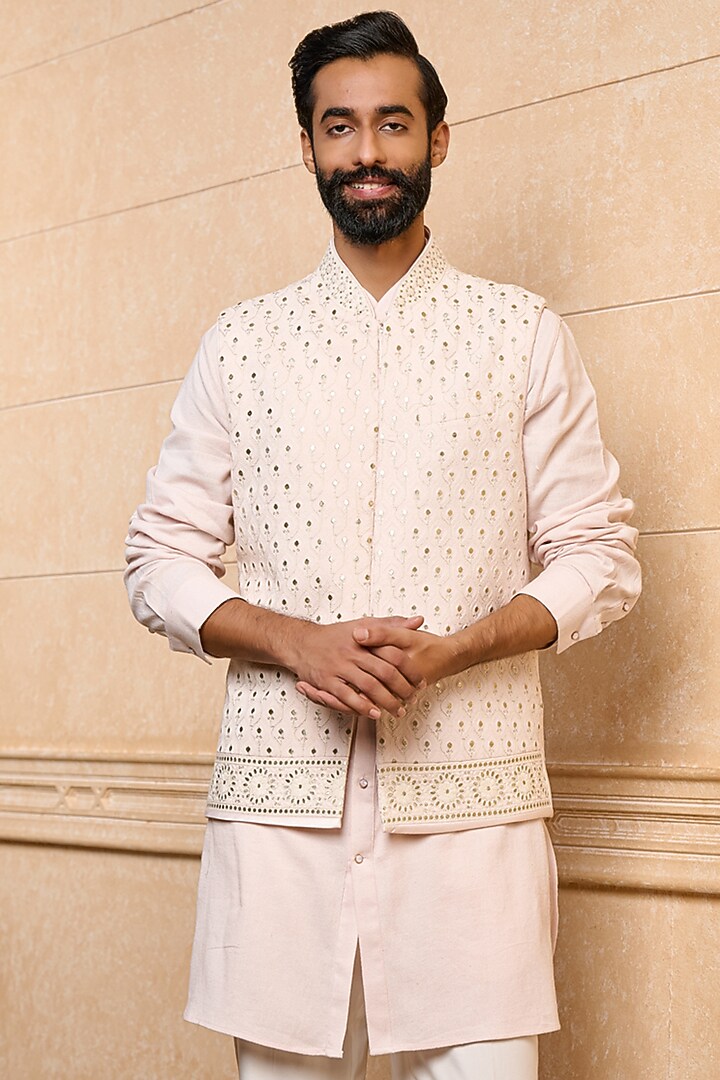 Pink Georgette Bundi Jacket Set by TASVA at Pernia's Pop Up Shop