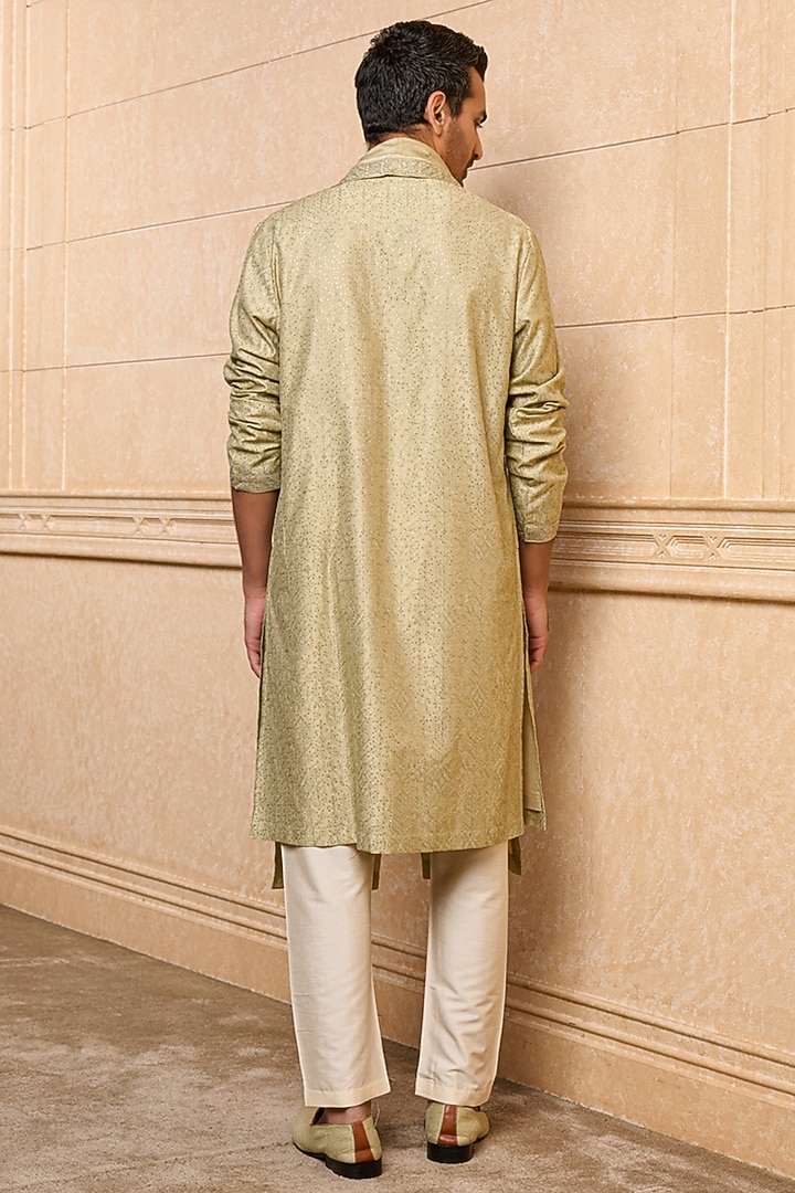 Olive Polyester Embroidered Kurta Set by TASVA at Pernia's Pop Up Shop