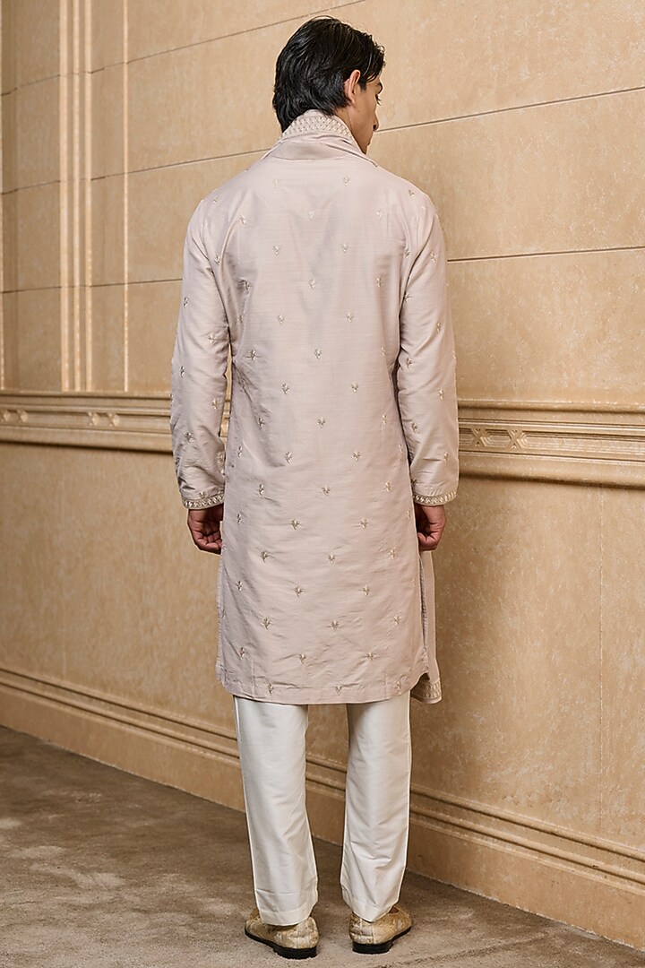 Beige Polyester Embroidered Kurta Set by TASVA at Pernia's Pop Up Shop