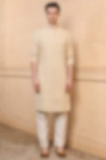 Gold Viscose Embroidered Kurta Set by TASVA at Pernia's Pop Up Shop