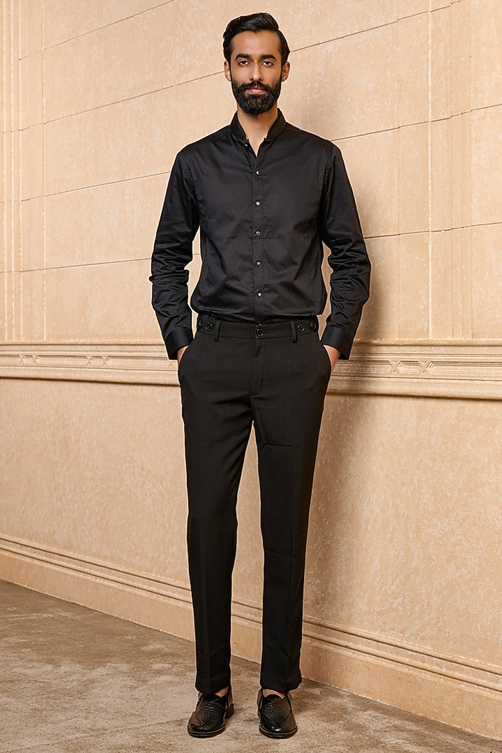 Black Cotton Summer Shirt by TASVA at Pernia's Pop Up Shop