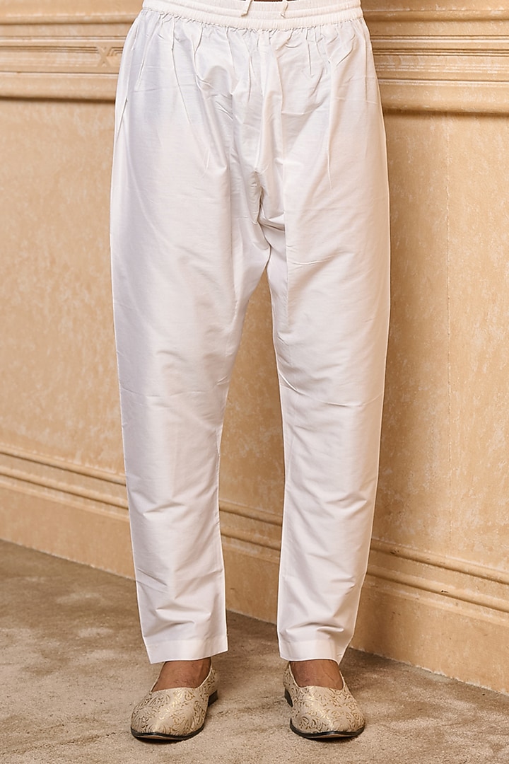 White Polyester Viscose Blend Wedding Sherwani Set by TASVA at Pernia's Pop Up Shop