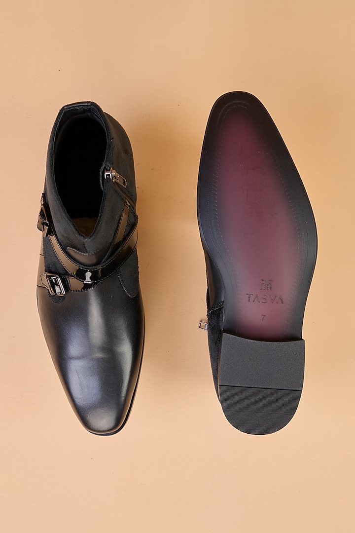 Black Leather Boots by TASVA at Pernia's Pop Up Shop