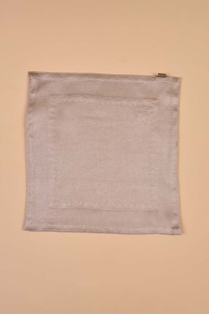 Grey Satin Embroidered Pocket Square by TASVA at Pernia's Pop Up Shop