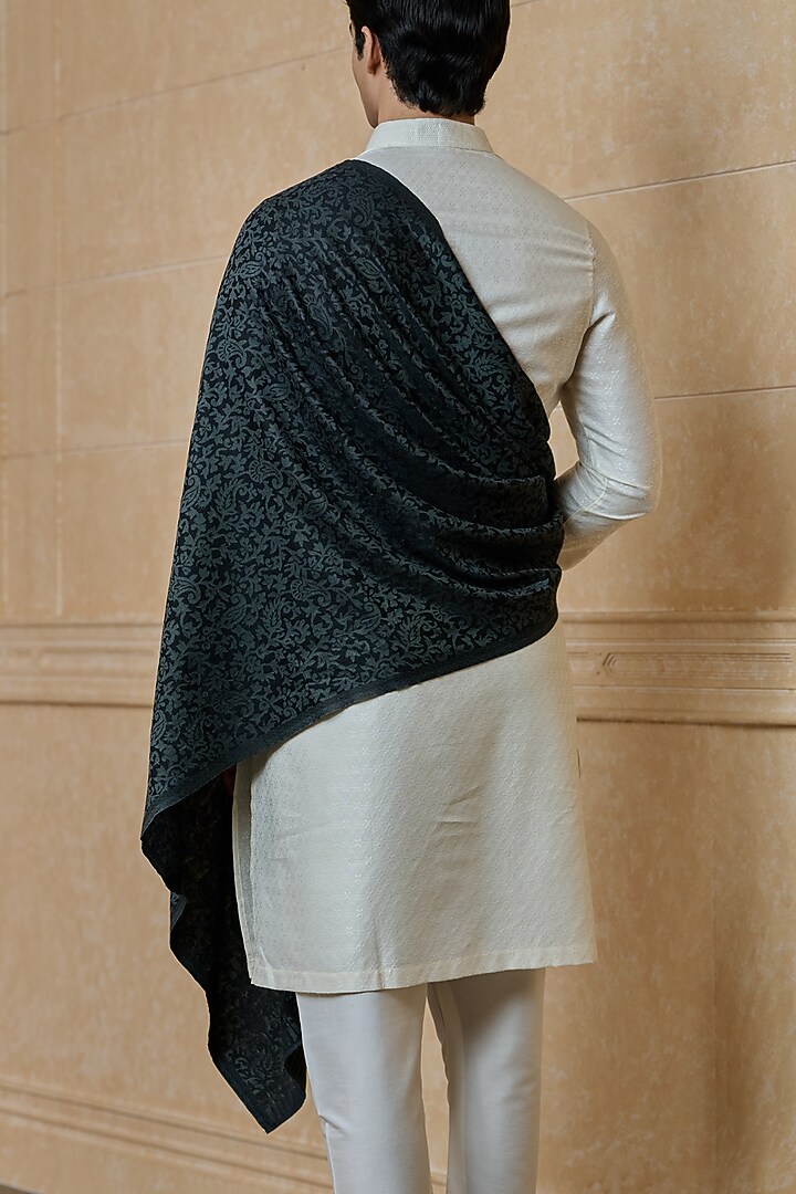 Black Woven Fabric Shawl by TASVA at Pernia's Pop Up Shop