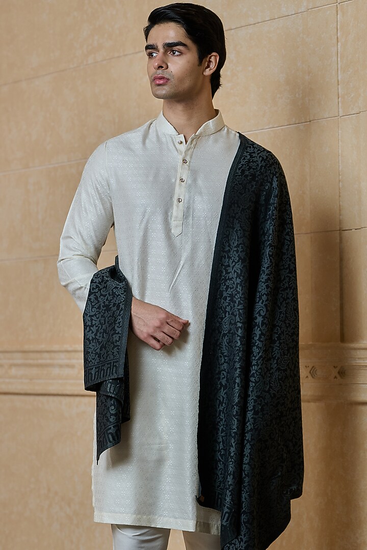 Black Woven Fabric Shawl by TASVA at Pernia's Pop Up Shop