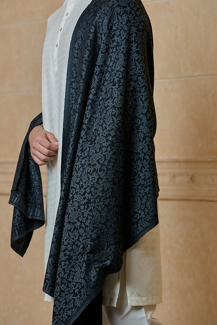 Black Woven Fabric Shawl by TASVA at Pernia's Pop Up Shop