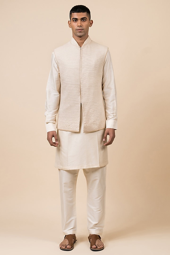 Ivory Schiffli Bundi Jacket Set by TASVA