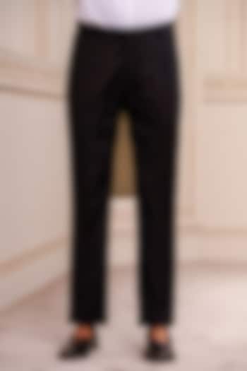 Black Polyester Blend Trousers by TASVA