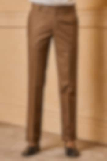 Brown Polyester Blend Trousers by TASVA