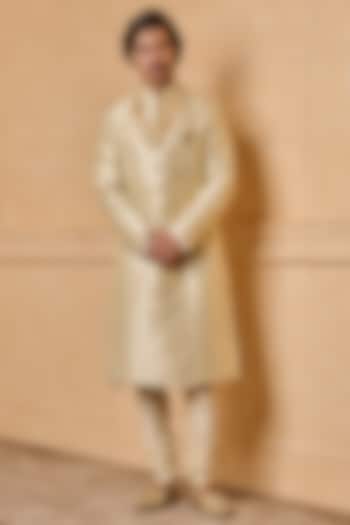 Light Gold Brocade Sherwani Set by TASVA at Pernia's Pop Up Shop