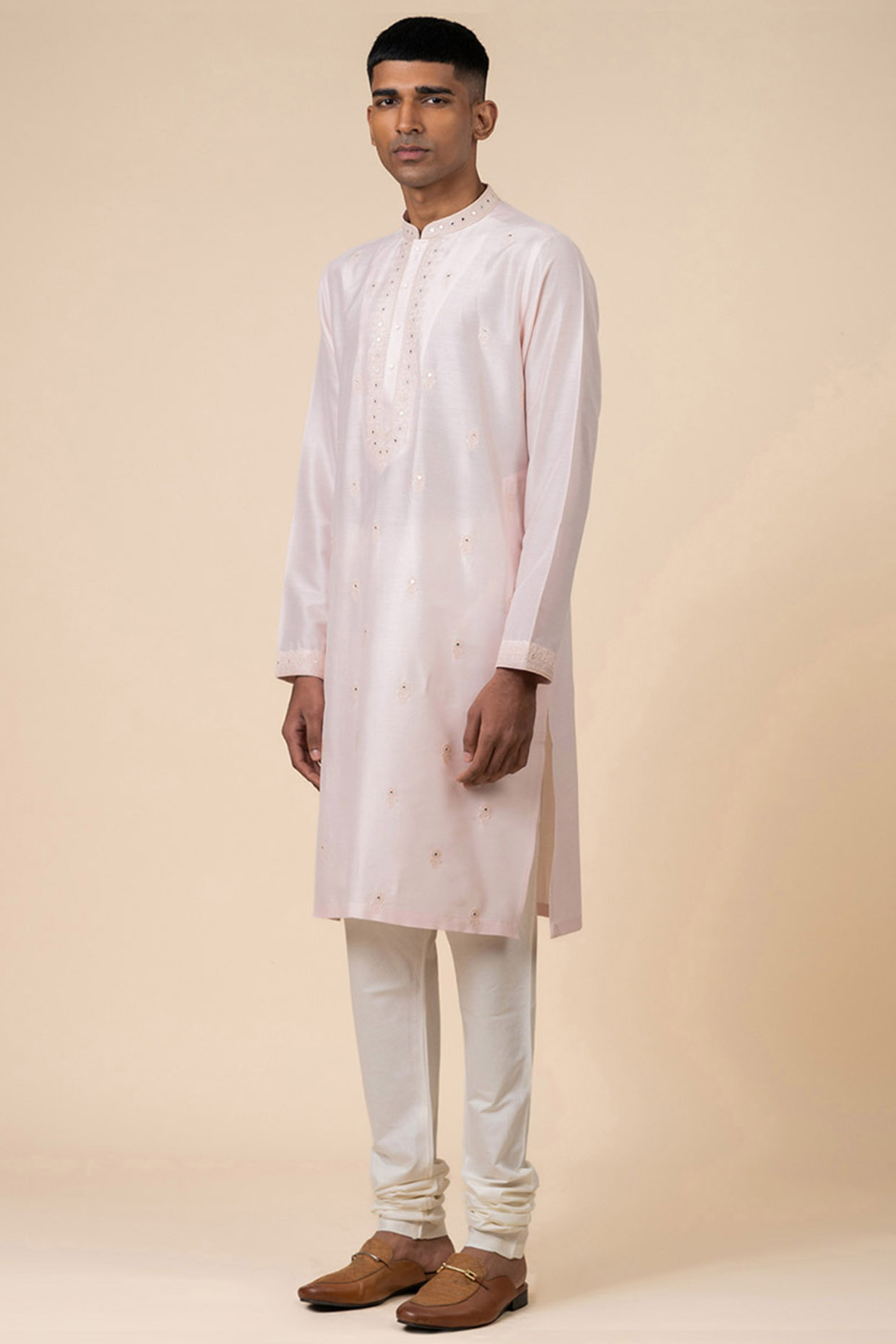 Pink Viscose Polyester Embroidered Kurta Set by TASVA at Pernia's Pop Up Shop