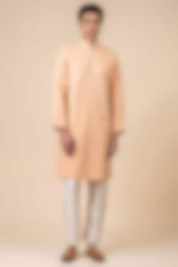 Peach Cotton Embroidered Kurta Set by TASVA at Pernia's Pop Up Shop